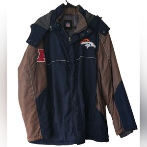 Denver Broncos NFL Hooded Jacket Blue/Brown Men's Size XL